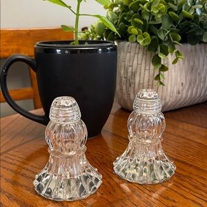 Vintage Clear Cut Glass Salt and Pepper Shakers Bell Shape Screw Top